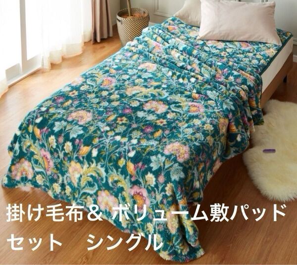 【大津毛織】吸湿発熱ホットテックス ボリューム掛け毛布+ボリューム敷パッド セット