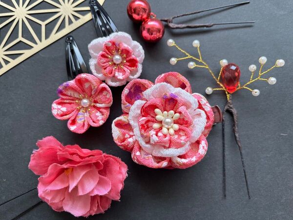 つまみ細工 髪飾り 和装小物 かんざし 花 和装 着物 袴 浴衣 七五三 成人式 卒業式 ビーズ