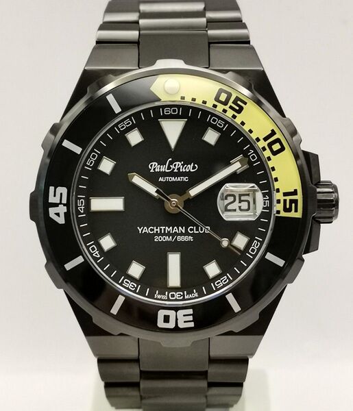 極美品 PAUL PICOT ポールピコ 1251.NJ.SMGN.4000N.3614 ヨットマンクラブ DLC 自動巻き 時計