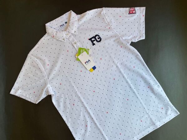 新品未使用【Size-L/WHT】★★FILA GOLF フィラゴルフ ボタンダウンシャツ★★吸汗速乾 UV カット