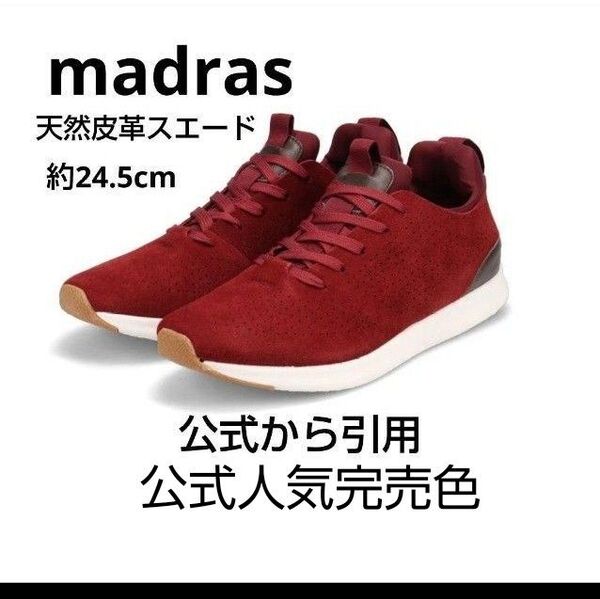 新品12100円☆madras マドラスモデロヴィータ スニーカー 赤 抗菌 抗ウイルス 吸湿 VT6516-WIN-250