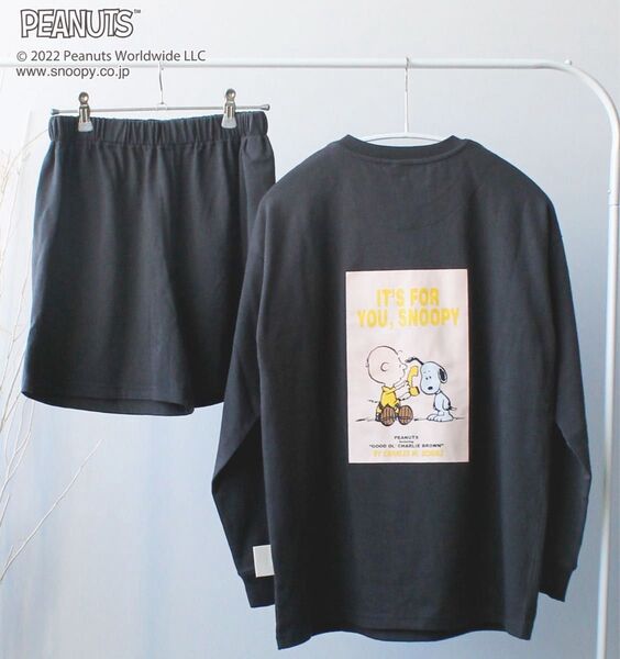 【SNOOPY】スヌーピーバックプリント ロンT チャコールグレー Lサイズ