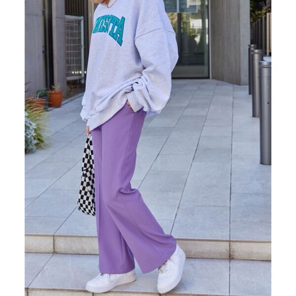 BASQUE magenta センタープレスフレアスラックスパンツ パープル フリーサイズ