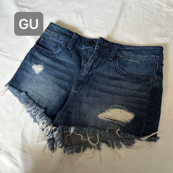 【GU】ショートパンツ カットオフ デニム ジーンズ デニムパンツ ブルー S