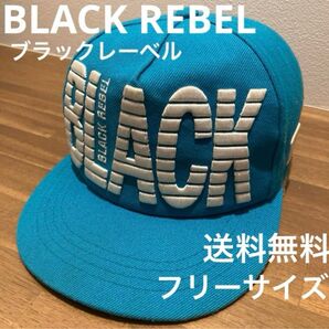 BLACK REBEL ブラックレーベル 刺繍 キャップ フリーサイズ 青