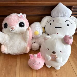 人形4点セット(スヌーピー、シロ、すみっコぐらし、モモンガ)