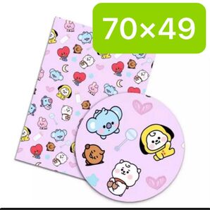 生地 ハギレ 約70×49 BT21 ピンク