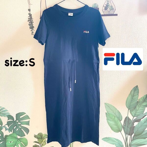 FILA フィラ 半袖 ワンピース ネイビー S Tシャツワンピース