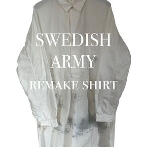 即購入OK 古着 スウェーデン軍 リメイク ペイントシャツ 長袖 シャツ グランパシャツ ユーロ古着