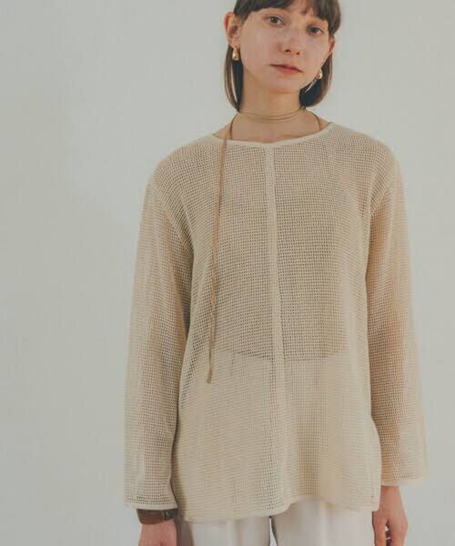 美品! CLANE クラネ 長袖 ルーズ メッシュ トップス レイヤード コットン シアー感 シーズンレス 定価17,600円