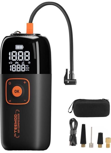 自転車 空気入れ 電動空気入れ バイク 車 自動停止 最大圧力150PSI 6000mAh LEDライトTEEMOO