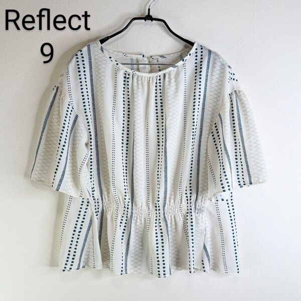 Reflect ドットストライプ柄シャーリングブラウス