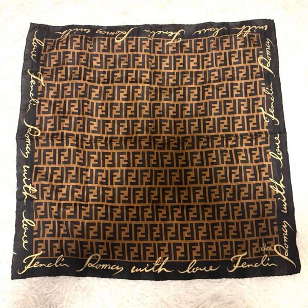 FENDI フェンディスカーフ ストール ズッカ柄 FFロゴ ブラック ブラウン ゴールド レディース