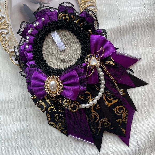 【 No.15 紫 × 黒 】色違い◎ 痛ロゼット ハンドメイド