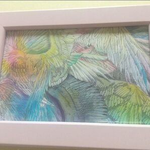 原画 翼 絵画 インテリア 額装 フォトフレームサイズ