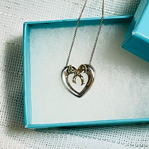 TIFFANY&Co. ティファニー ハートリボンネックレス シルバー/ゴールド