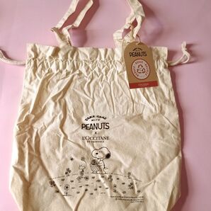 ロクシタン×PEANUTS 巾着型トートバッグ ベージュ 未使用