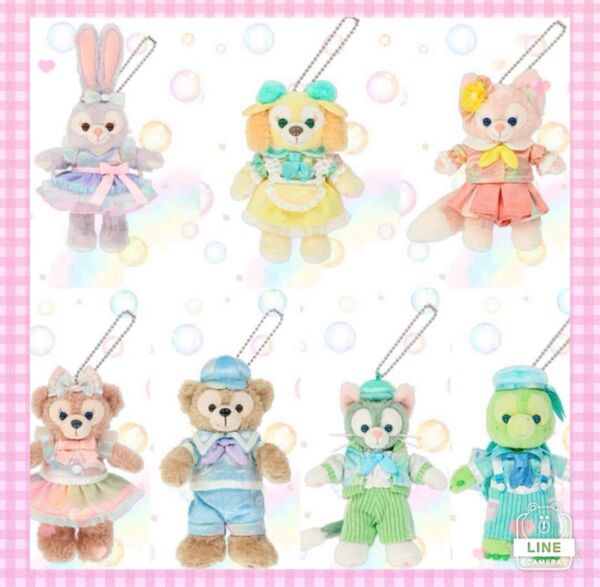 カラフルハピネスダッフィー&フレンズ ぬいぐるみバッジ 7点セット まとめ売り