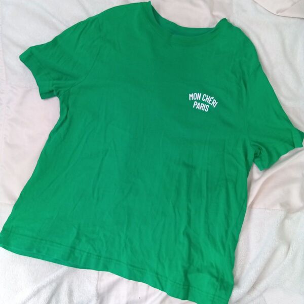 Mon Chri Paris ロゴTシャツ グリーン エイチアンドエム