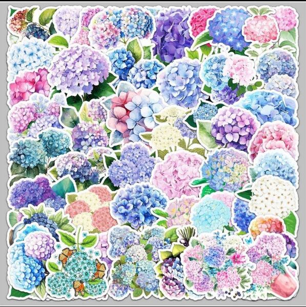 ステッカー紫陽花梅雨四季節まとめ豪華お洒落可愛い手紙コラージュデコレーション飾り