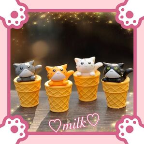 猫 置物 雑貨 飾り インテリア アイス アイスクリーム セット ギフト 可愛い フィギュア プレゼント 誕生日 ねこ ミニ 子猫