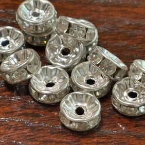 ラインストーン付きスペーサーまとめ売り シルバー
