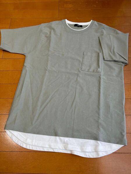 BEAMS HEART ビームスハートフェイクレイヤードTシャツ カーキ Mサイズ