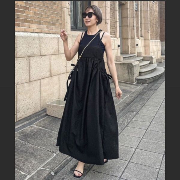 AMELY キャミソールワンピース 黒 ブラック