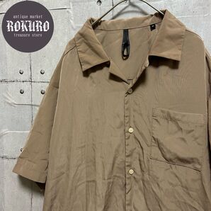 HALHAMハルハム 開襟ポリエステル半袖シャツ Mサイズ オープンカラー