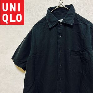 UNIQLOユニクロ メンズ リネン混 カジュアル半袖シャツMサイズ シンプル無地