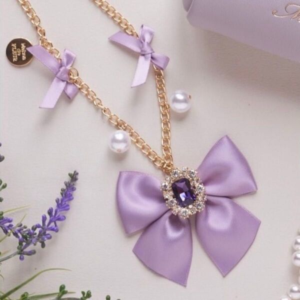 Maison de FLEUR ビジューリボンパールバッグチャーム パープル