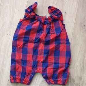 チェック柄ロンパース