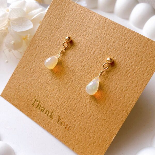 18KGP☆オパール☆天然石☆スタッドピアス☆イヤリング