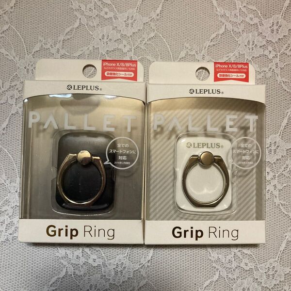 LEPLUS Grip Ring PALLET スマホリング ホワイト メタルブラック