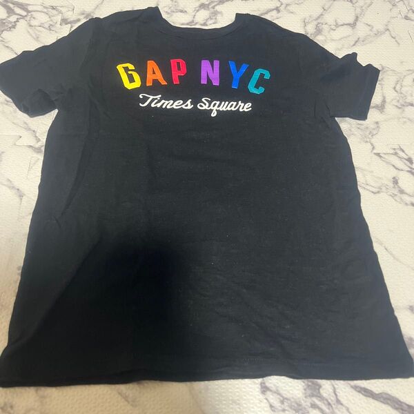 GAP ロゴTシャツ キッズLサイズ 黒 ブラック 140 中古