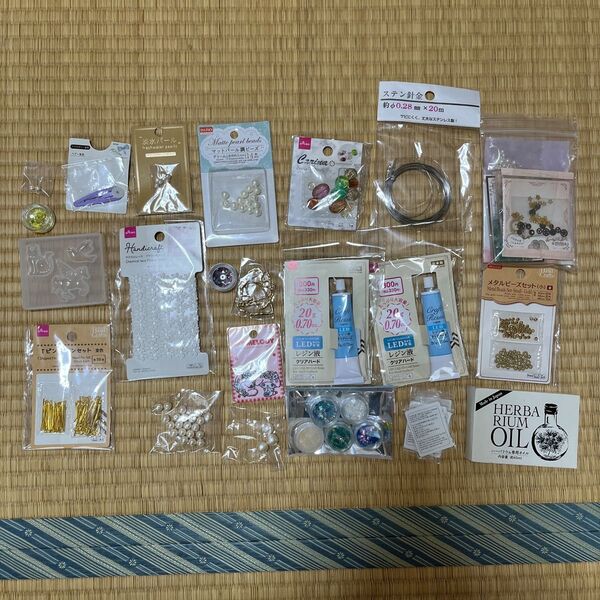 ハンドメイド 部品まとめ売り ダイソー DAISO レジン液 ビーズ ピンセット 針金