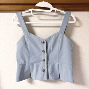 裾フリルビスチェ ブルーグレー レイヤード NICE CLAUP ナイスクラップ