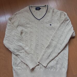 値下げしました POLO メンズニット アイボリー 学生