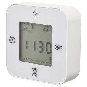 新品 IKEA 四角い時計 温度計/アラーム/タイマー 白KLOCKIS クロッキス時計 7cmX7cm