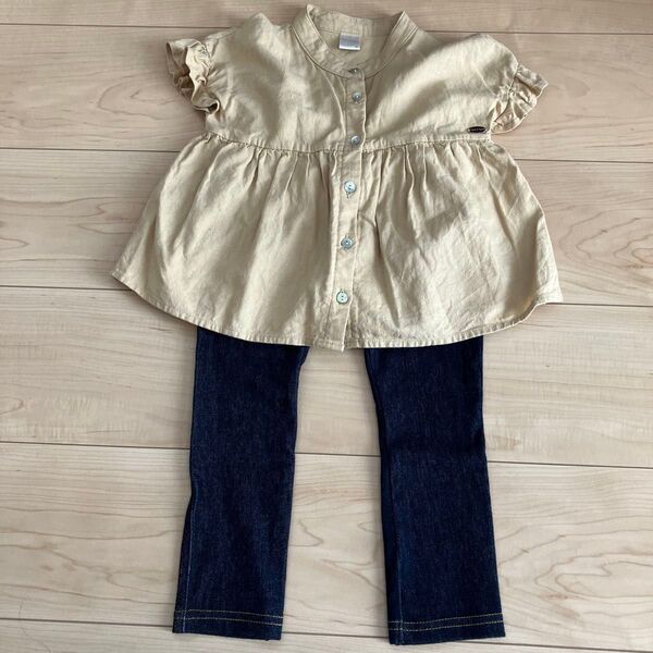 tete a tete キッズ 95cm チュニックストレッチデニム セット