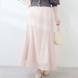 natural couture オーガンジー刺繍カラースカート