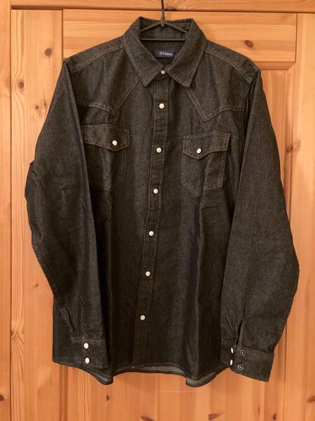【新品】デニムシャツ 長袖 濃紺 L