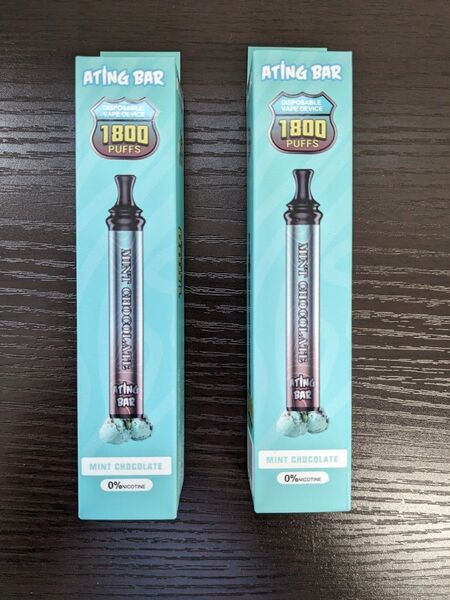電子VAPE ATING BAR ミントチョコレート 2本 ニコチンゼロ タールゼロ 使い捨て エーティング バー