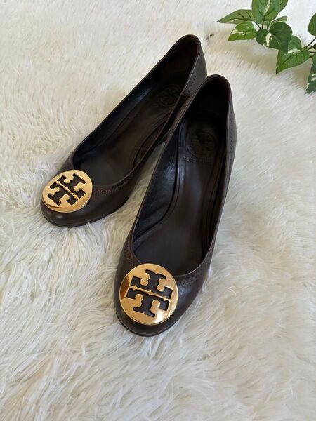 Tory Burch ブラウン ゴールド金具 ヒールウエッジソール トリーバーチ