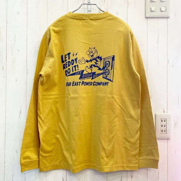 新品 レディキロワット クルーネック ロンT アメカジ オールドイエロー Lサイズ アメカジ 黒 長袖Tシャツ