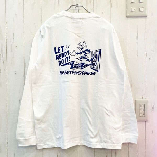 新品 レディキロ F.E.P.C アメカジ プリント ヘビー Tシャツ ホワイト Mサイズ 長袖 ロンT 白 バイカー