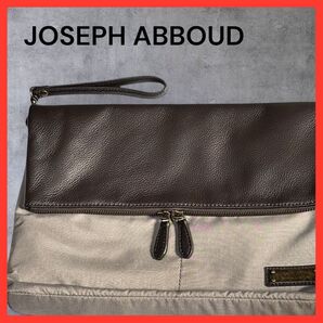 希少★★JOSEPH ABBOUD レノクロスコンビ クラッチバッグ ブラウン レザー メンズ