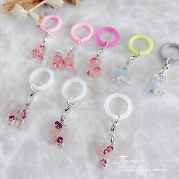 イニシャル■アンブレラマーカー めじるしアクセサリー ドライフラワー 母の日 プレゼント