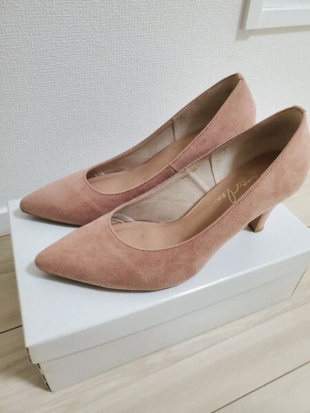 ラウナレア パンプス スエード ピンク ベージュ