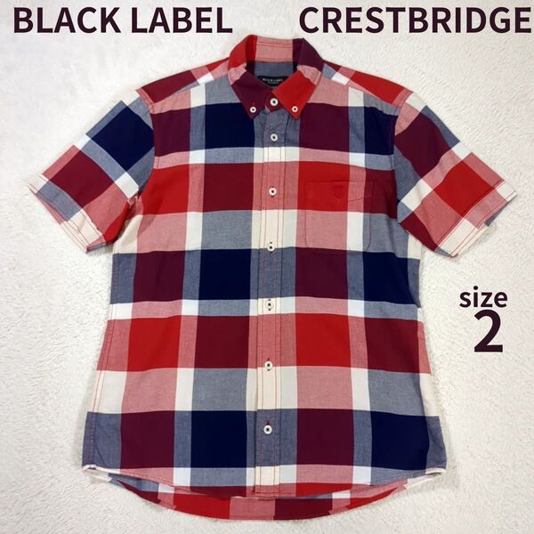BLACK LABEL CRESTBRIDGE トップス コットンシャツ ボタンダウン 刺繍ロゴ 半袖 ウォッシャブル チェック